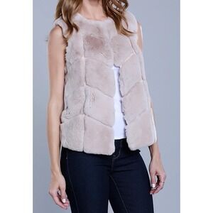 Women's Frisson Fur Faux Fur Vest In Silver Blue NWT Size Small